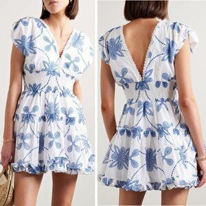 WAIMARI Giselle Mini Dress in White / Blue Size Small